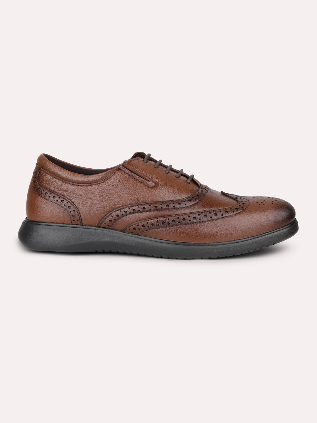 Men Tan Textured Formal Lace Up Derby Shoes