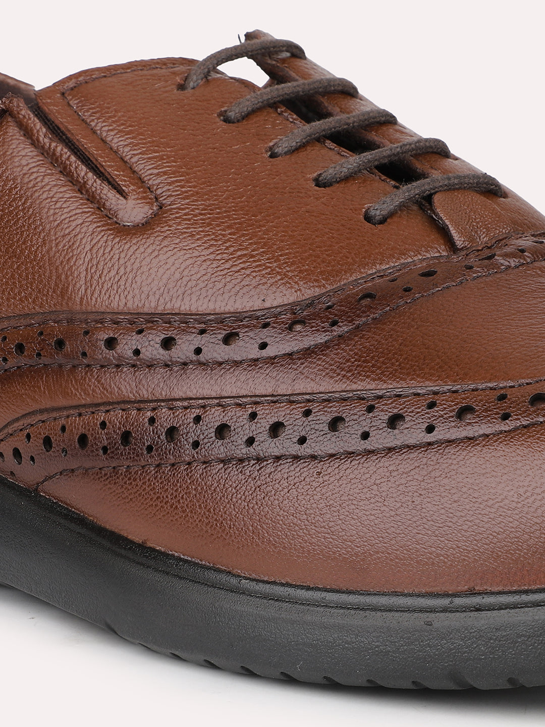 Men Tan Textured Formal Lace Up Derby Shoes