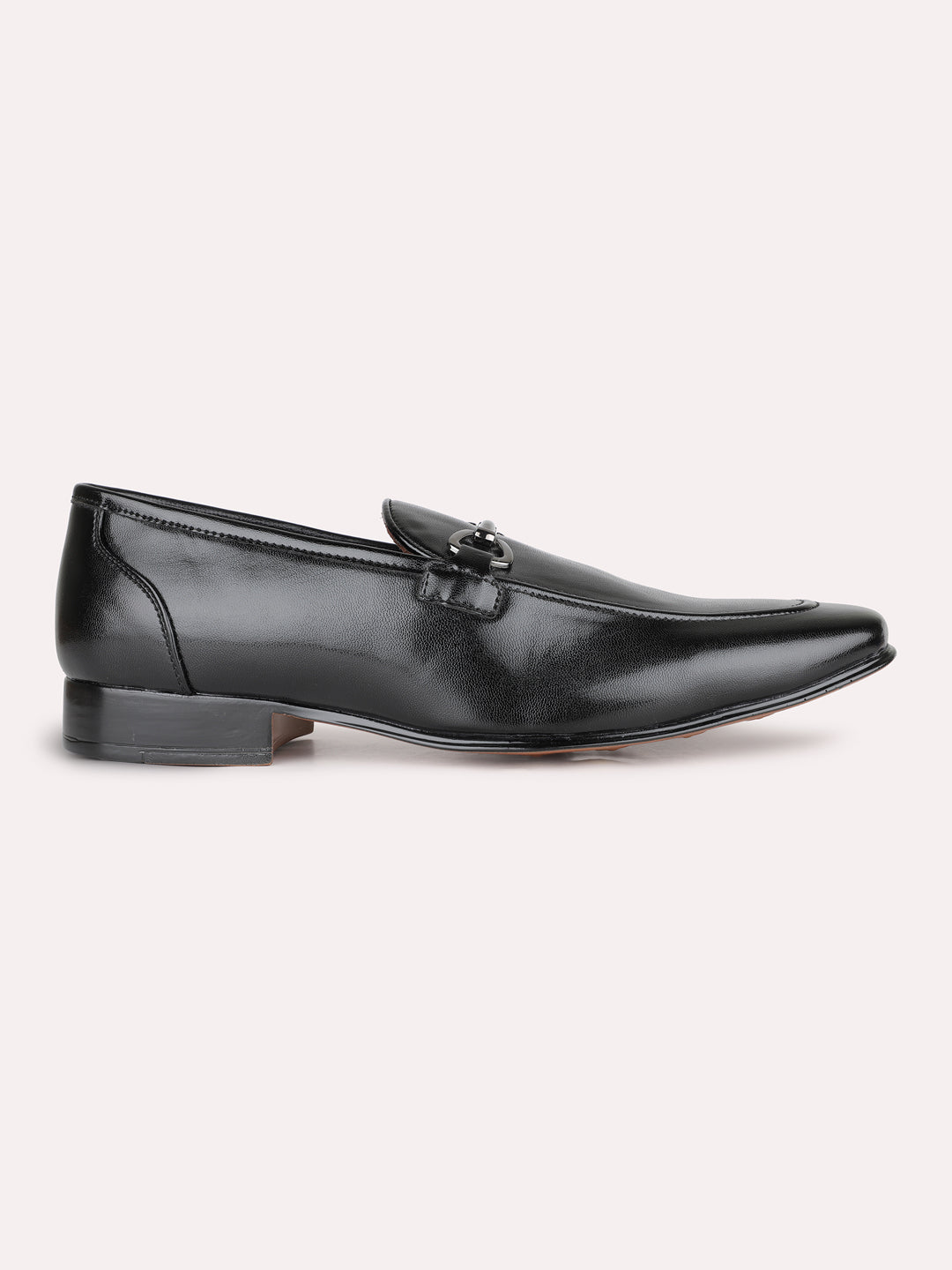 Mens Black Formal Solid Pointed Toe Loafer Shoes