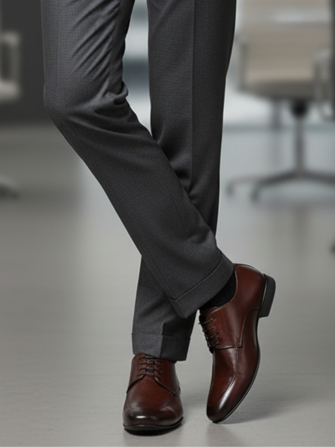 Mens Brown Party Wear Solid Round Toe Derby Shoe