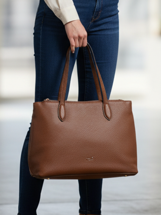 Womens Brown Casual Shoulder Bag With Magnet Lock