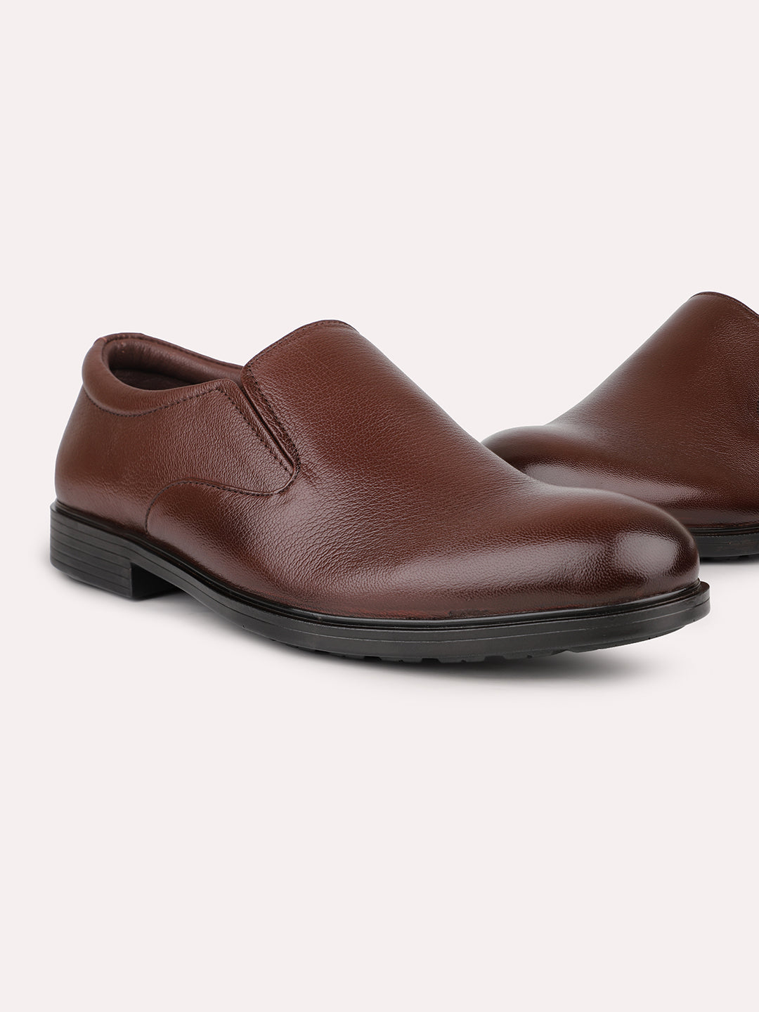 Men Cherry Solid Leather Formal Slip-Ons Shoes