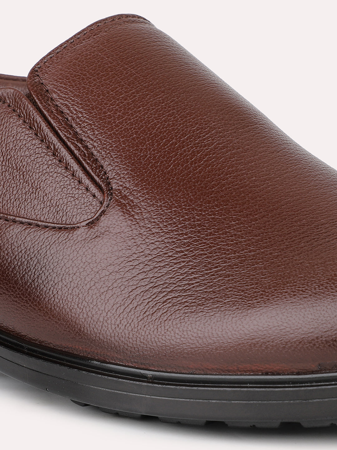 Men Cherry Solid Leather Formal Slip-Ons Shoes