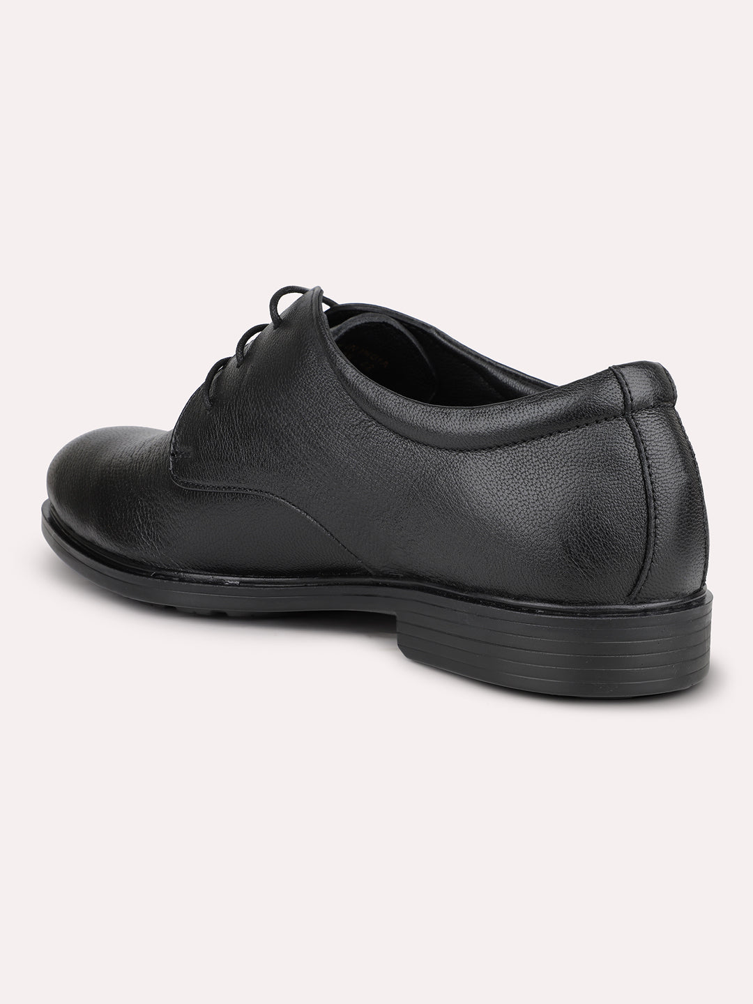 Men Black Solid Formal Lace Up Derby Shoes