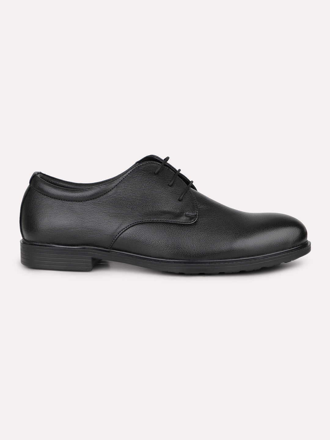 Men Black Solid Formal Lace Up Derby Shoes