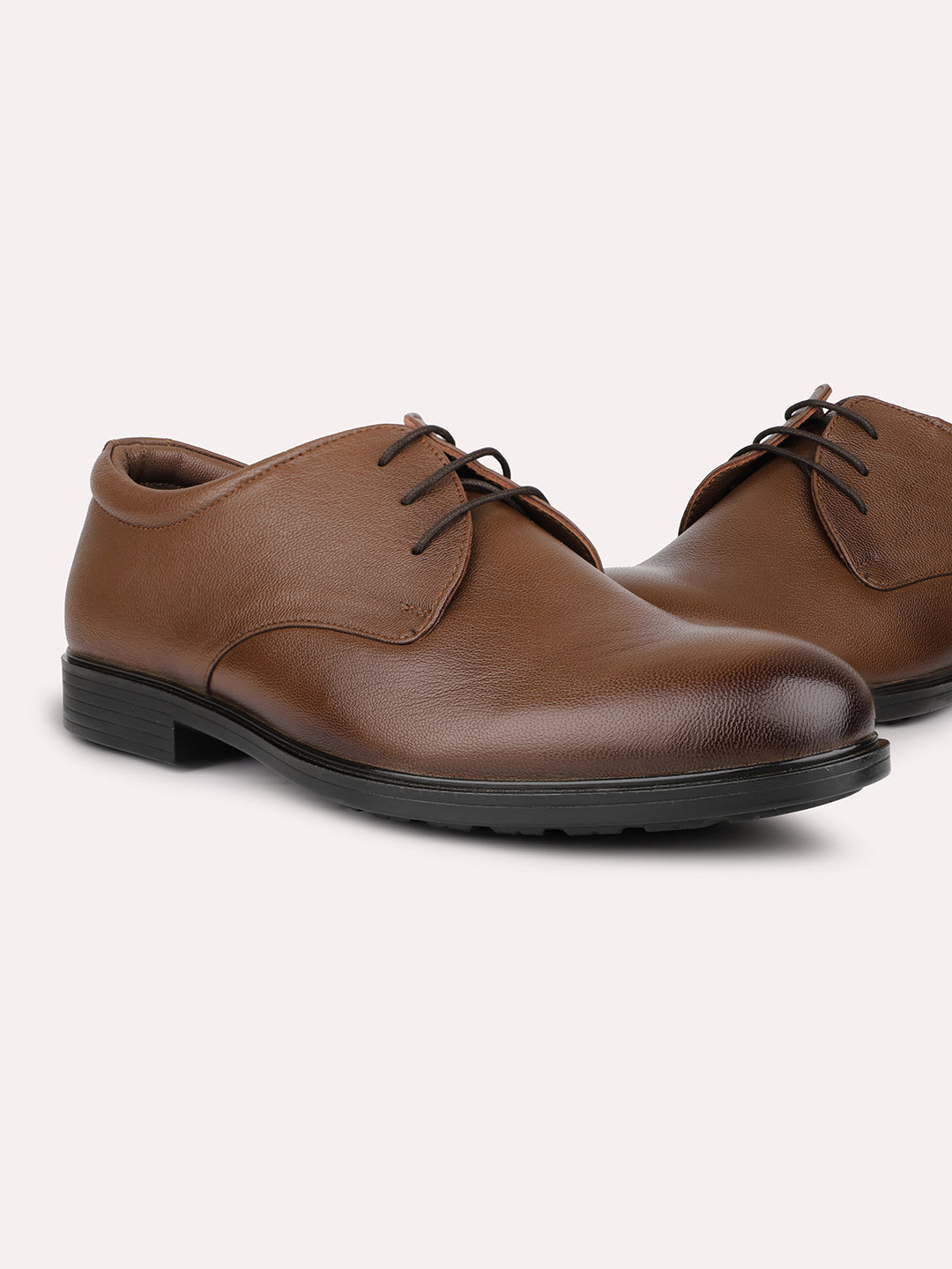 Men Tan Solid Formal Lace Up Derby Shoes