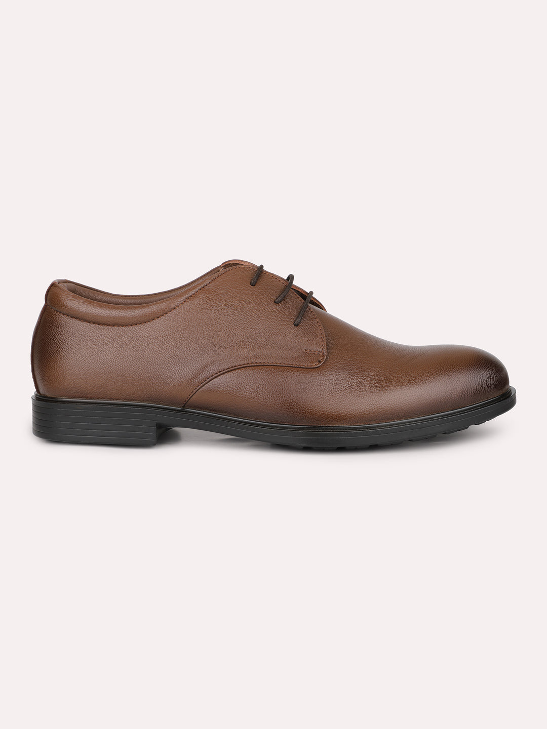 Men Tan Solid Formal Lace Up Derby Shoes