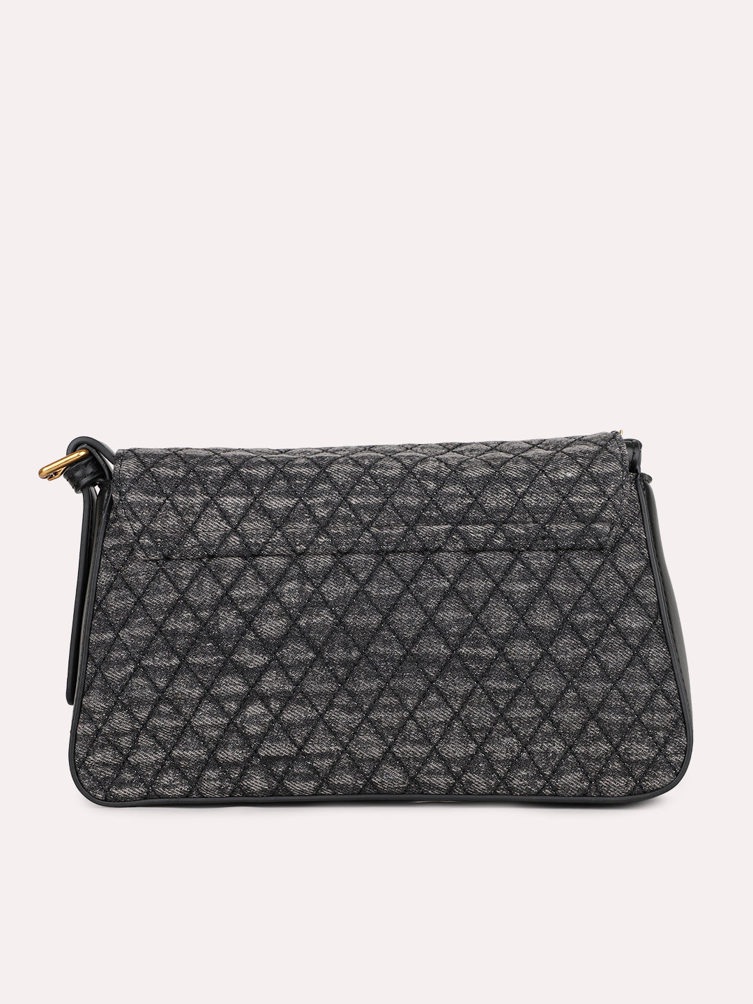 Womens Black Textured Shoulder Bag