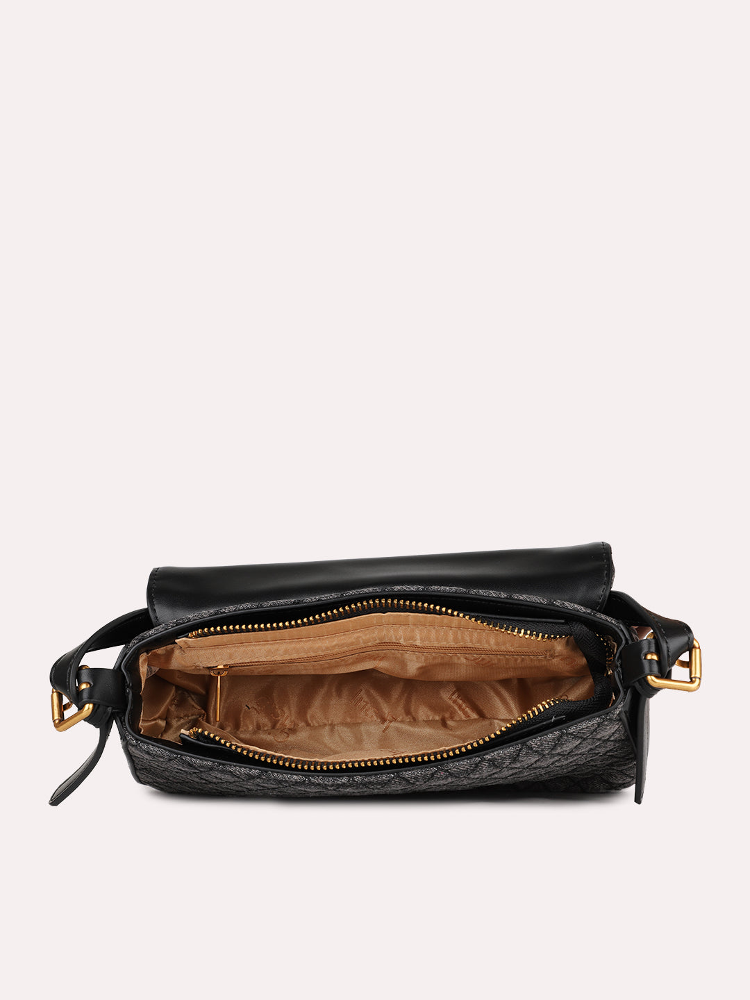 Womens Black Textured Shoulder Bag