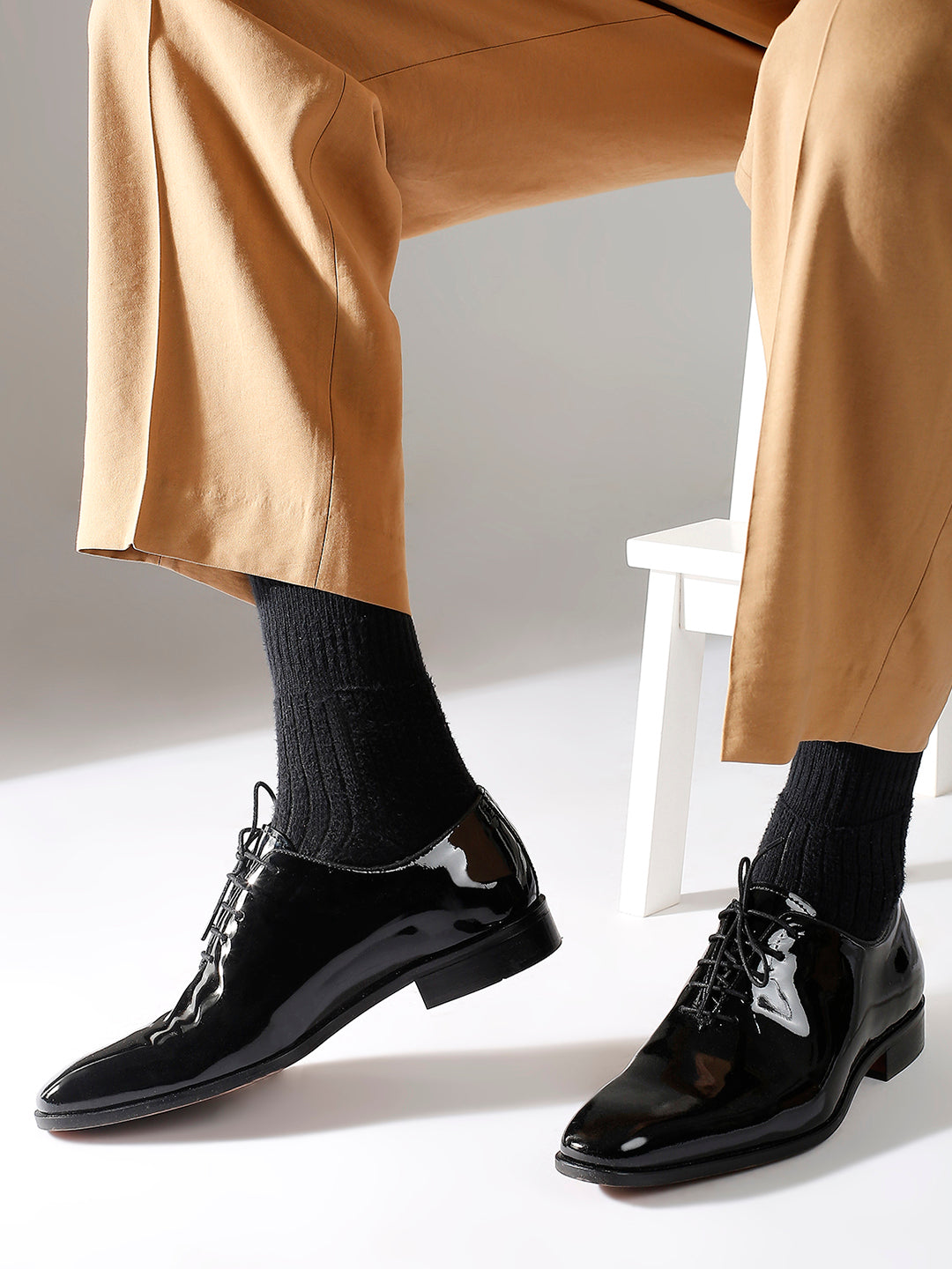 Men Blue Solid Formal Lace-Up Derby Shoes