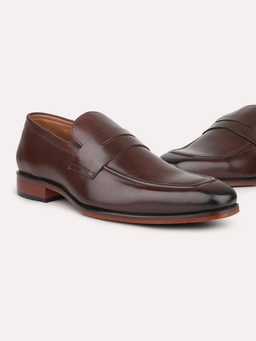 Atesber Brown Formal Slipons For Mens