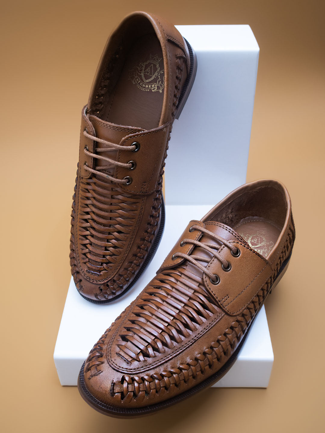 Atesber Tan Textured Casual Lace-up For Mens