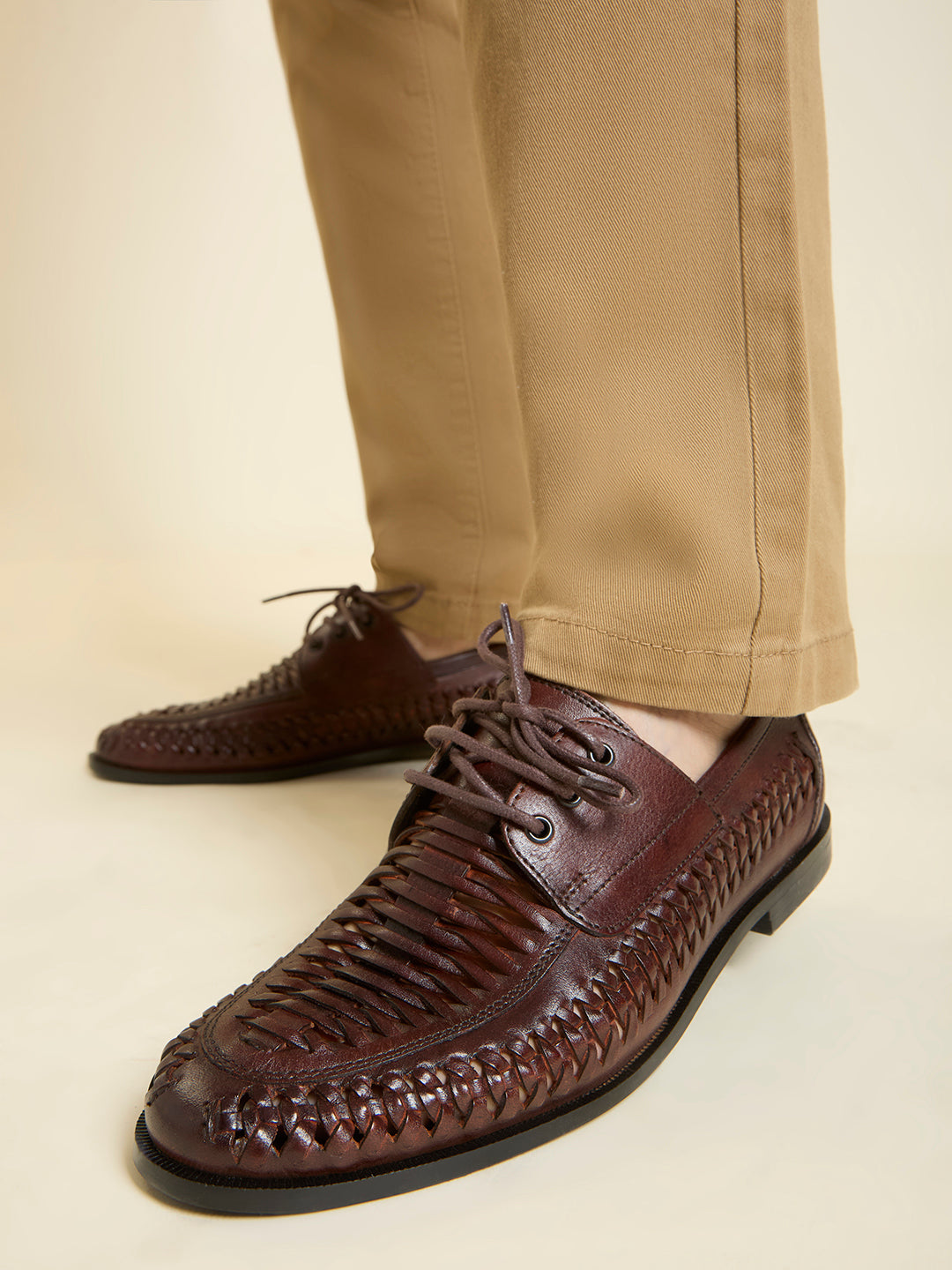 Atesber Cherry Textured Casual Lace-Up For Mens