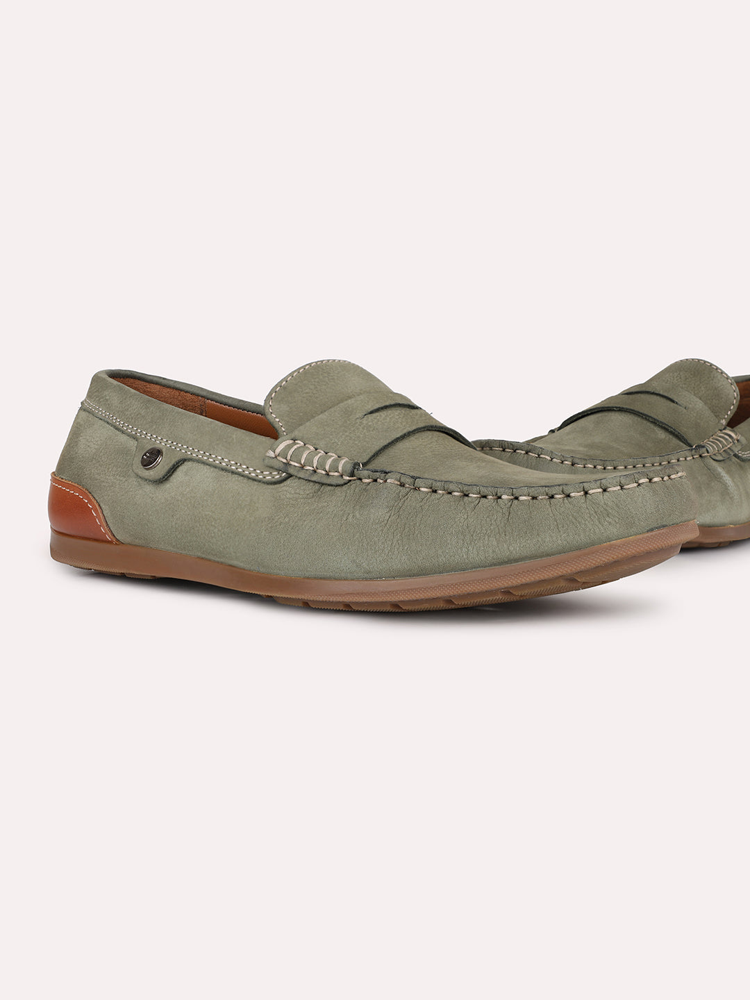 Mens Green Formal Solid Round Toe Loafer Shoes