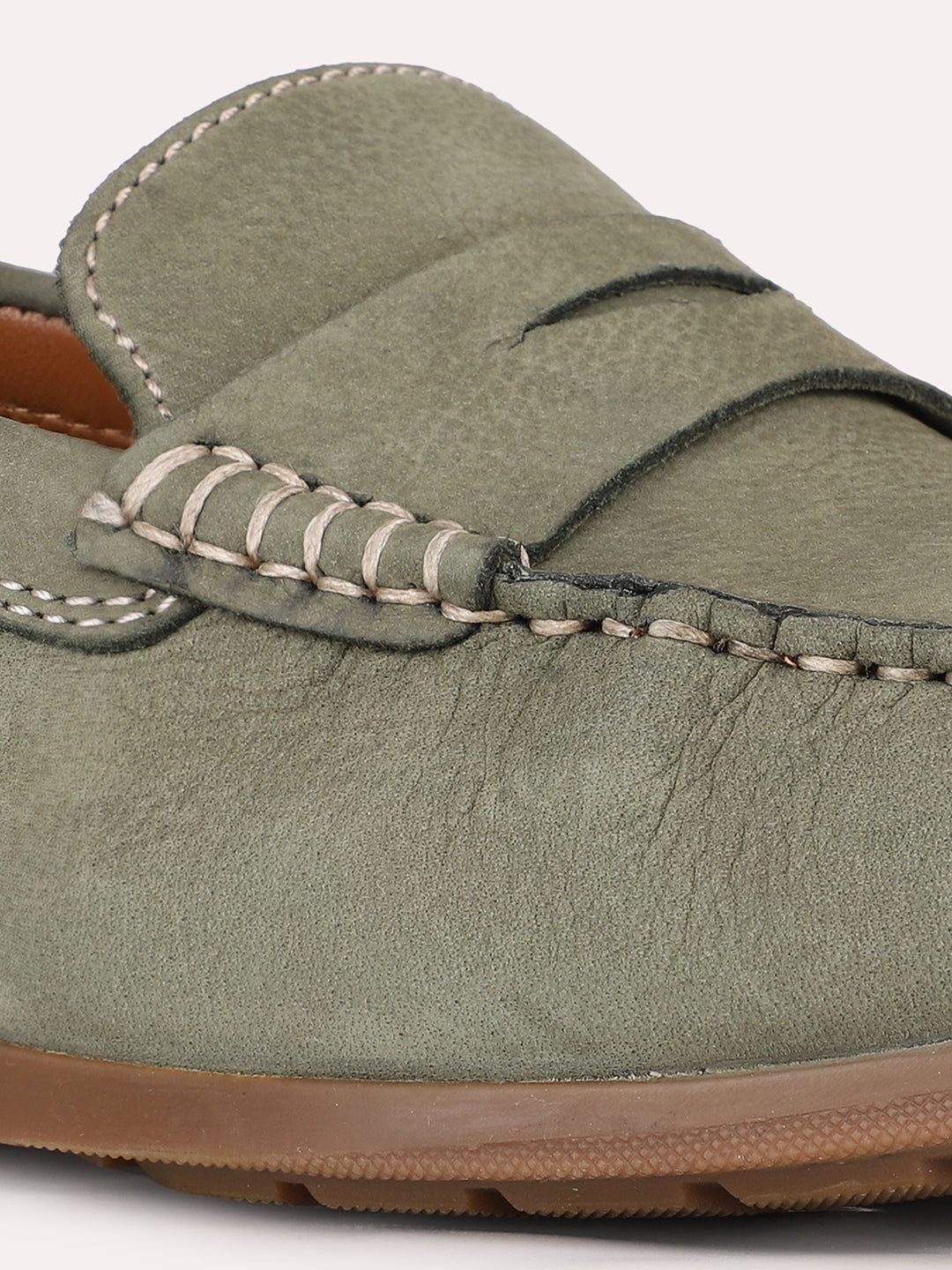 Mens Green Formal Solid Round Toe Loafer Shoes