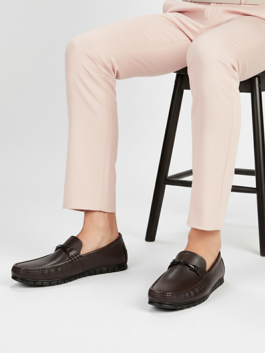 Mens Coffee Brown Solid Round Toe Casual Shoes