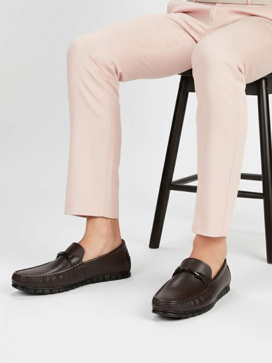 Mens Coffee Brown Solid Round Toe Casual Shoes