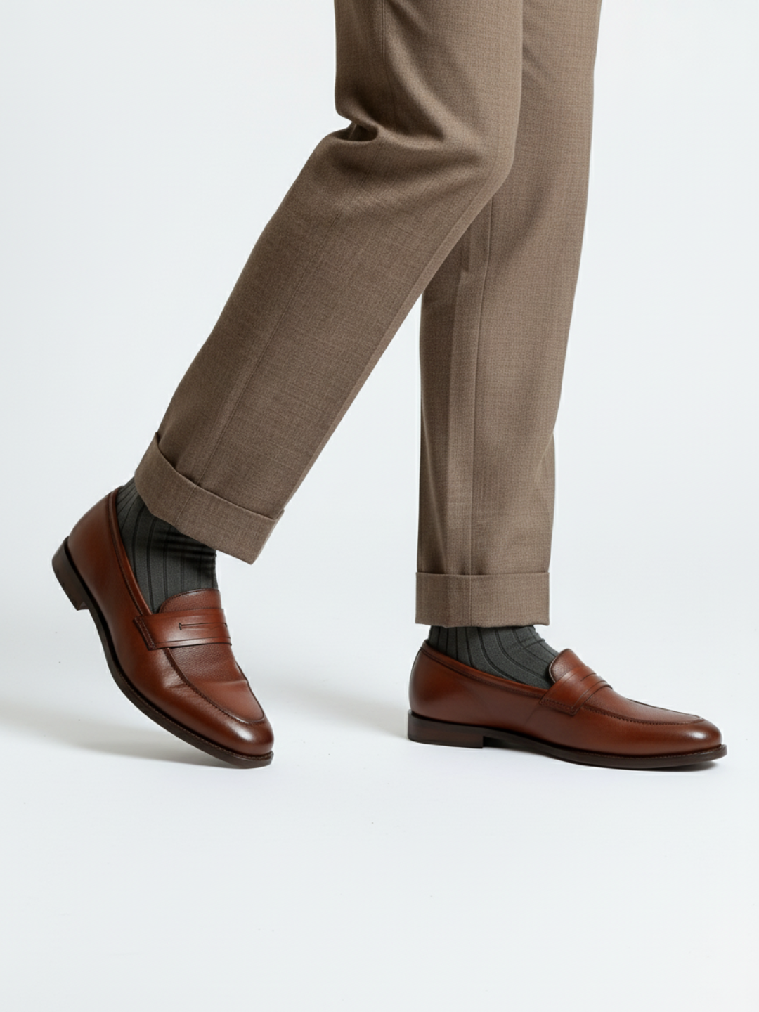 Mens Brown Casual Solid Pointed Toe Loafers