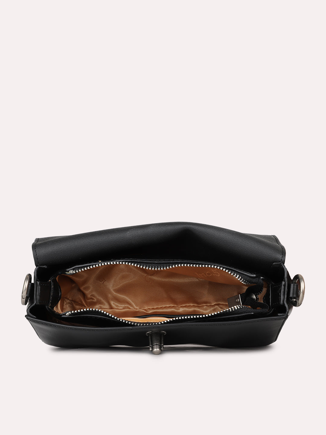 Womens Black Solid Shoulder Bag