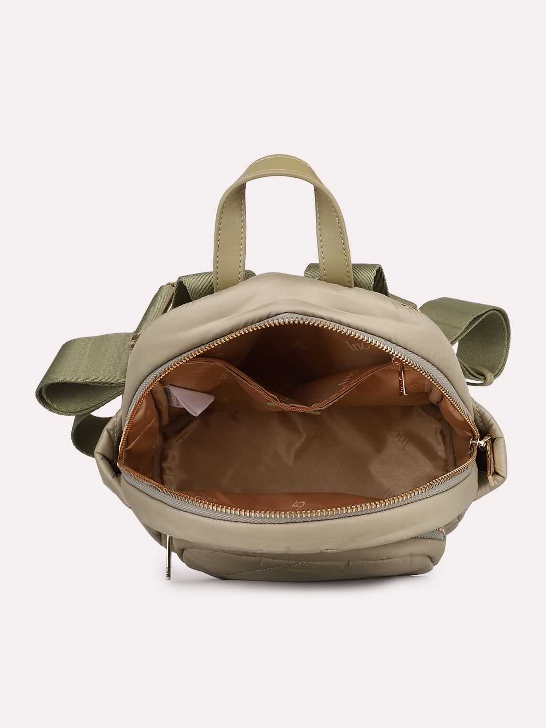 Womens Khaki Textured Backpack