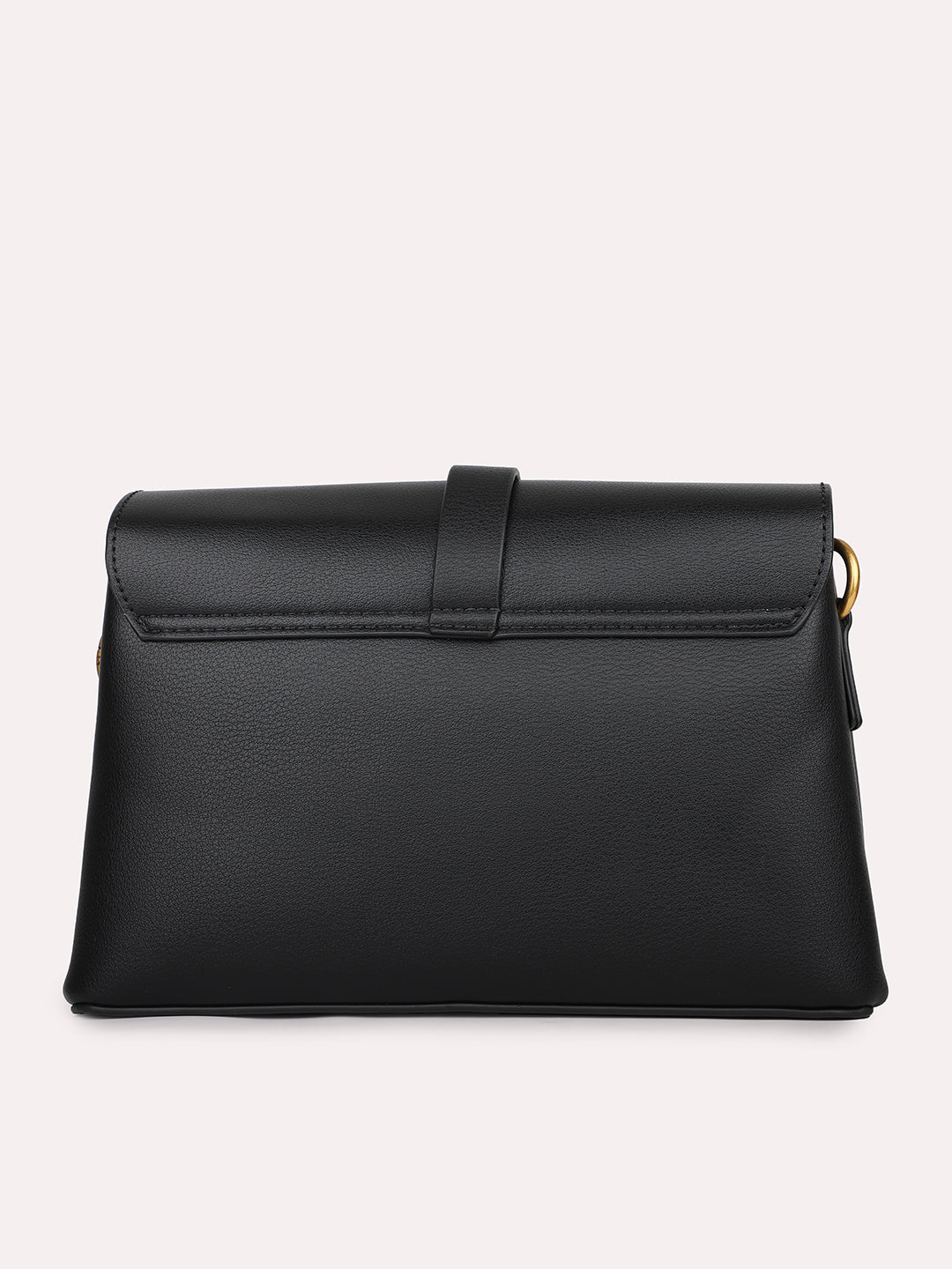 Buy Now Women Black Solid Structured Sling Bag with Front Lock Detail