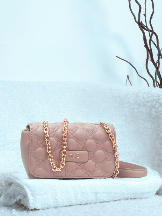Women Nude Quilted Sling Bag