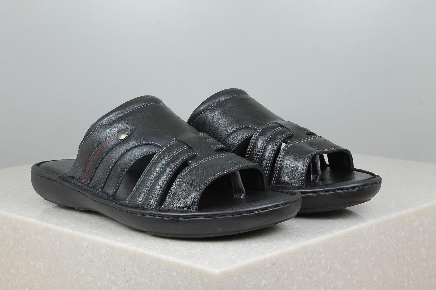 LEATHER CROSS STRAP ONE TOE -SLIPPER-Men's Slippers-Inc5 Shoes