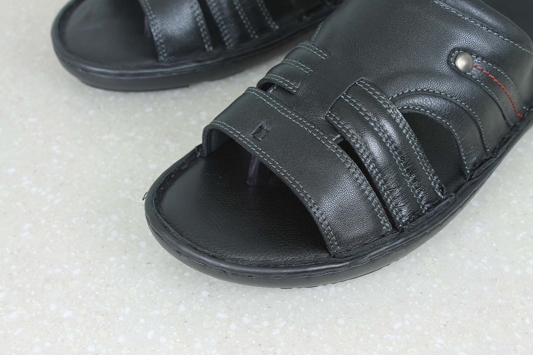 LEATHER CROSS STRAP ONE TOE -SLIPPER-Men's Slippers-Inc5 Shoes