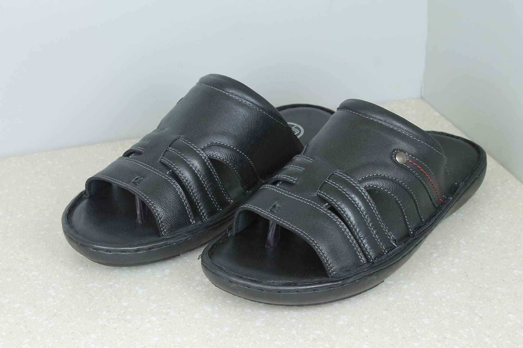 LEATHER CROSS STRAP ONE TOE -SLIPPER-Men's Slippers-Inc5 Shoes