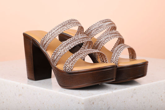 WOVEN BLOCK HEEL-ROSE GOLD-Women's Sandal-Inc5 Shoes