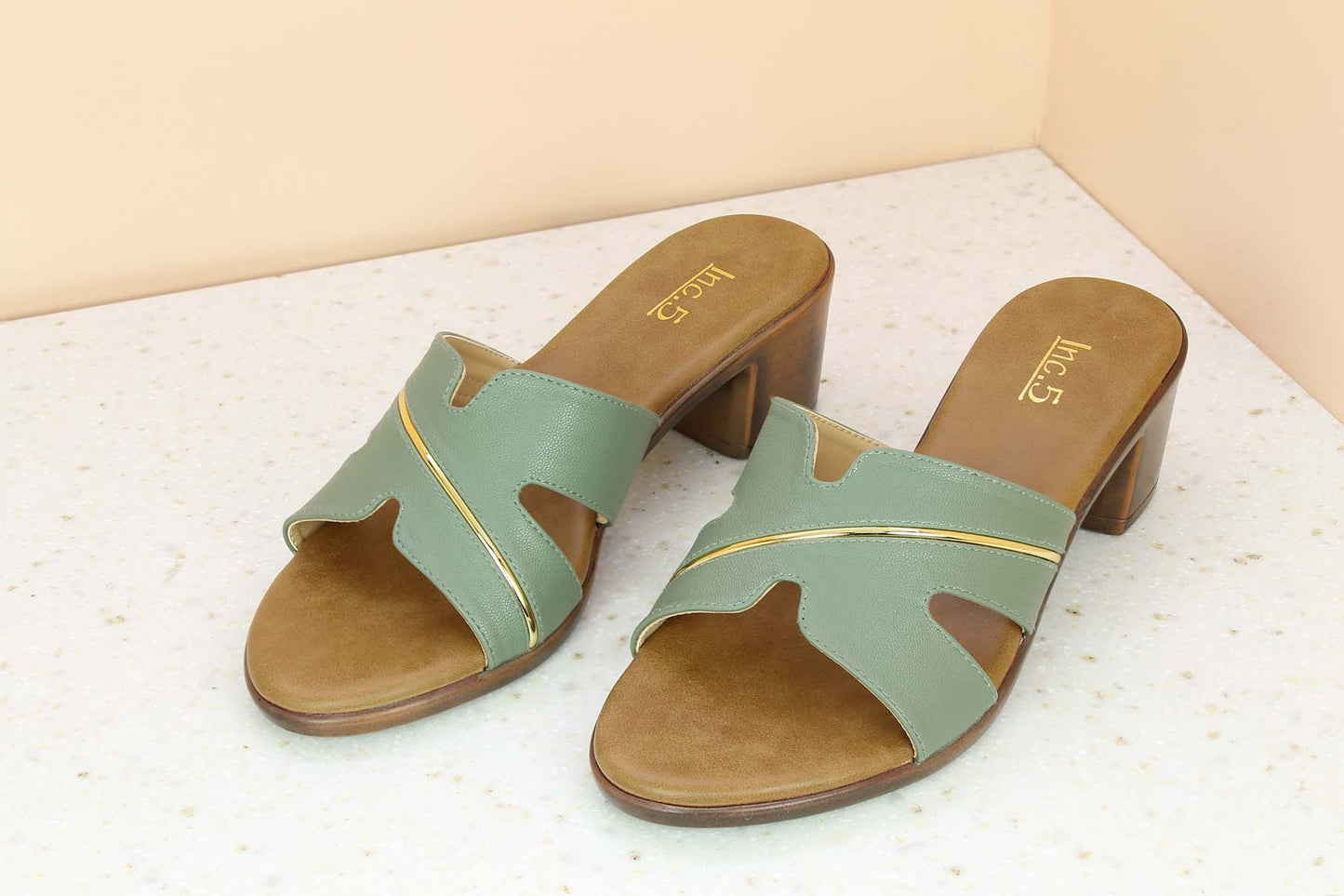 Women Green Solid Mules