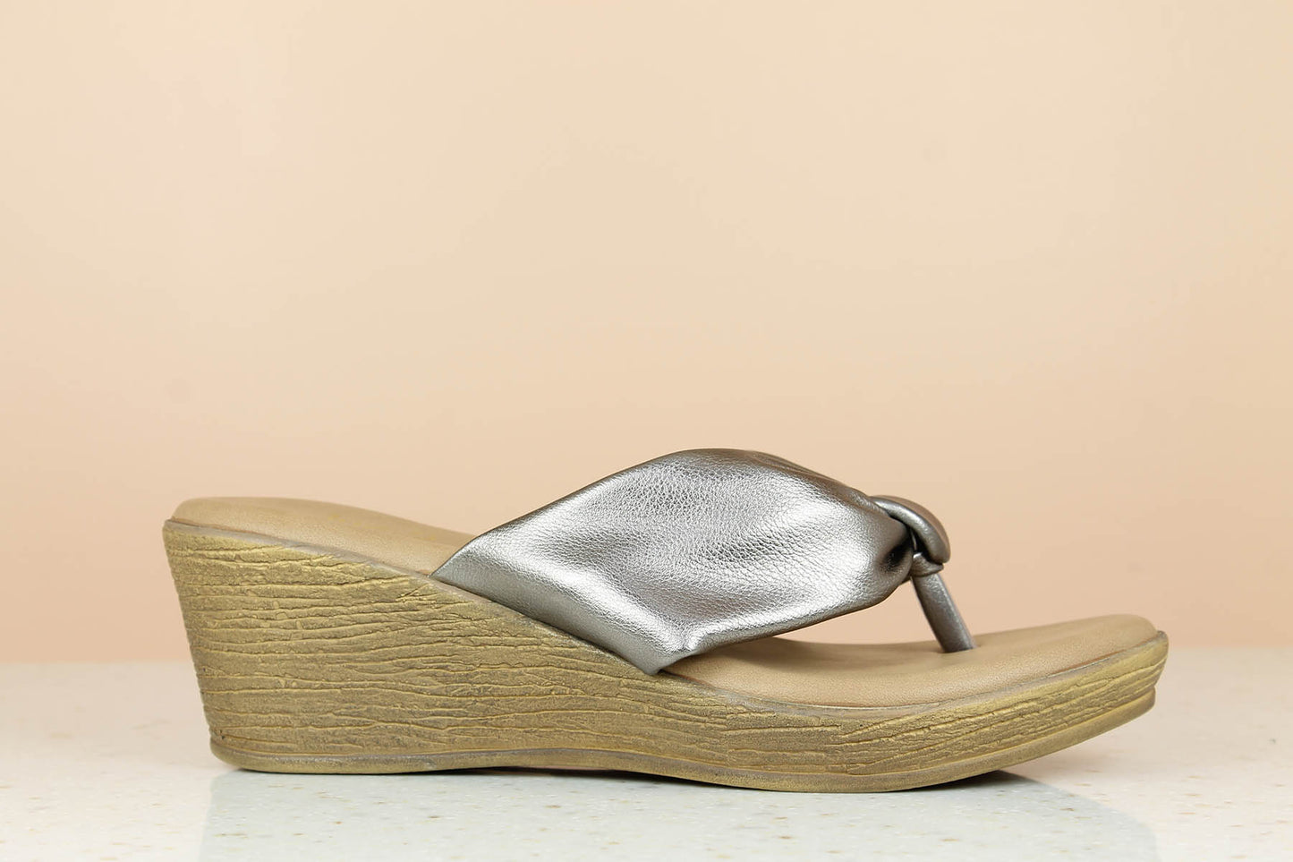 Women Gun Metal Solid Wedge Sandals