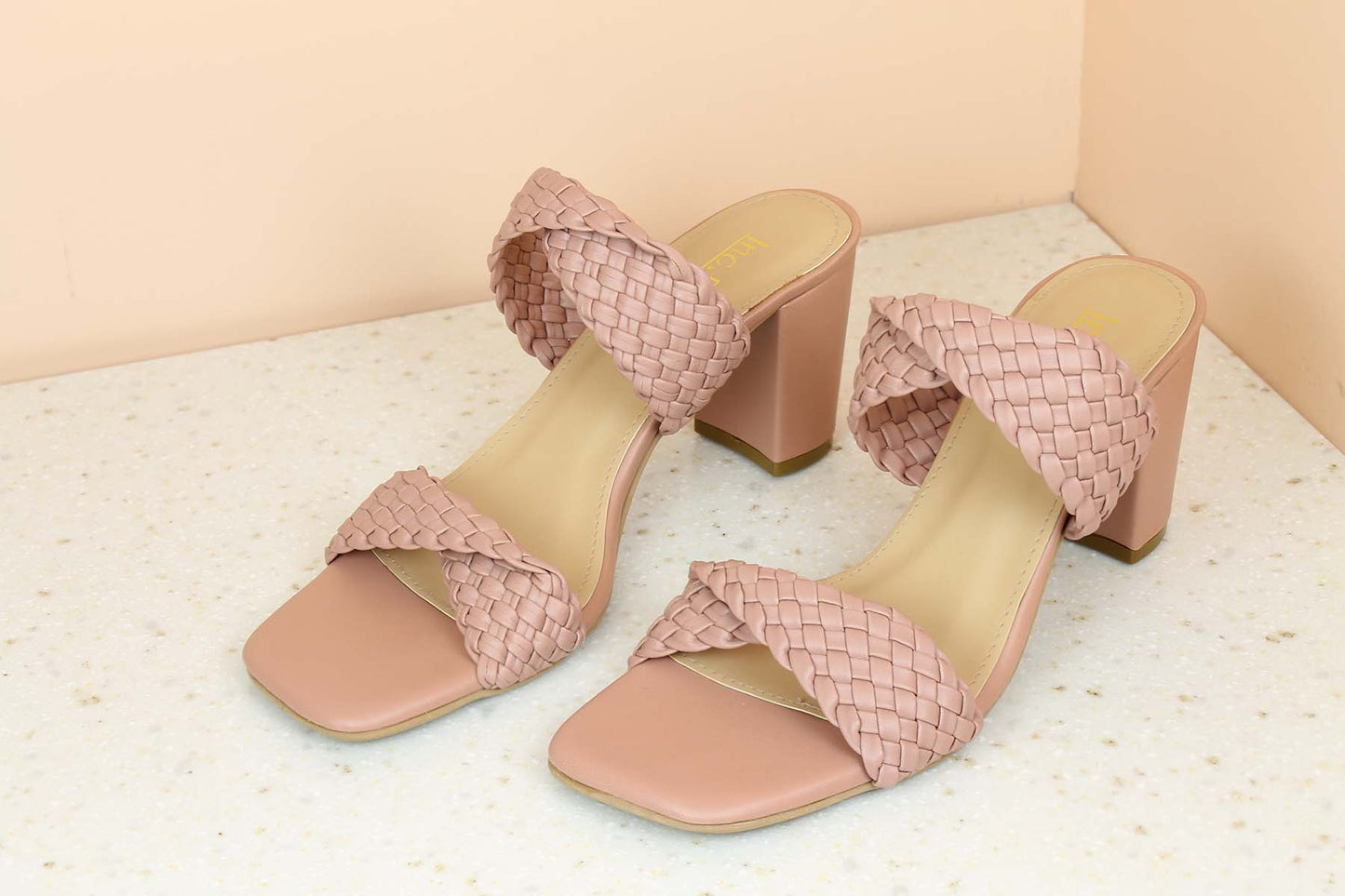 Women Peach Textured Block Heels