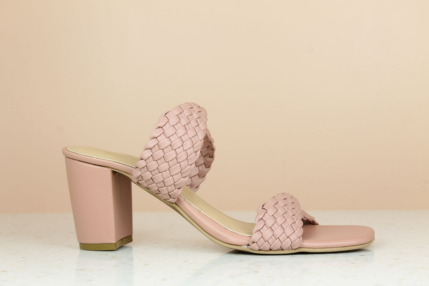 Women Peach Textured Block Heels