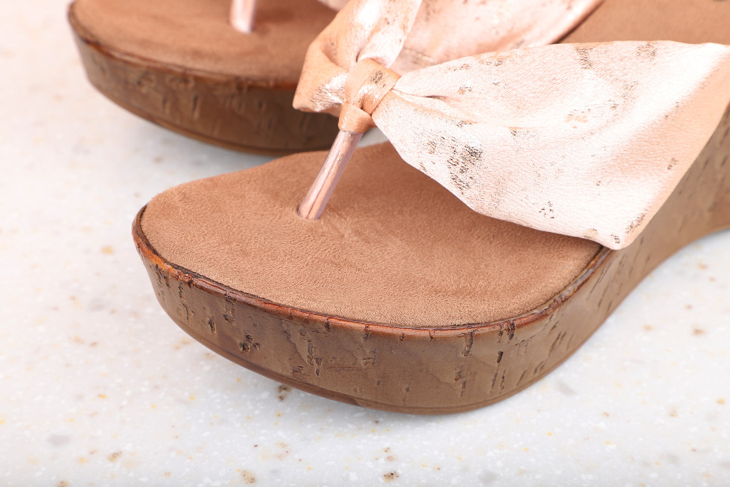 Women Rose gold Textured Wedge Sandals