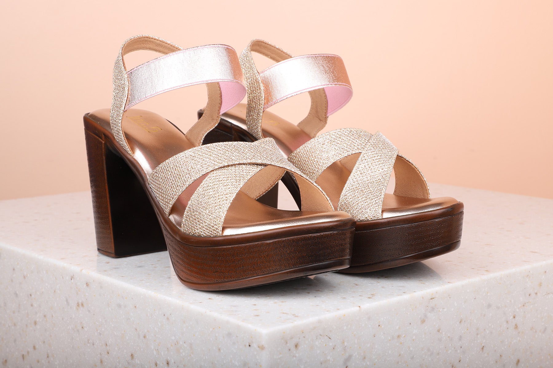 Shop Now Women Rose Gold Transparent Embellished Party Block Heel – Inc5  Shoes