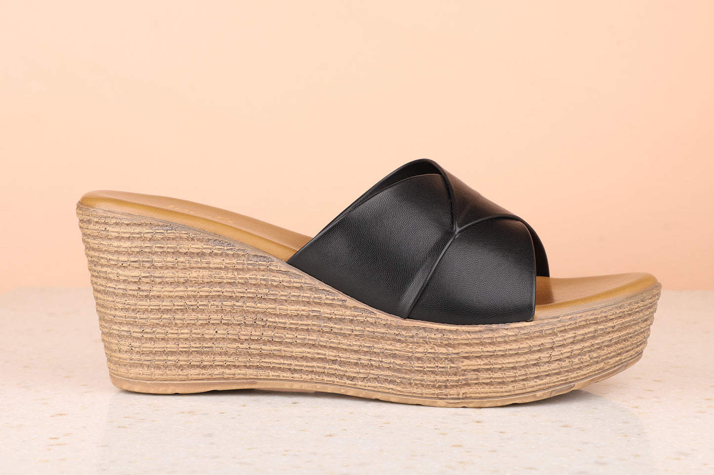 Women Black Solid Wedge Sandals