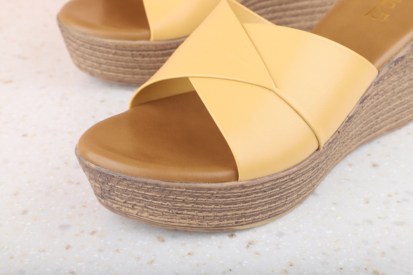 Women Yellow Solid Wedge Sandals