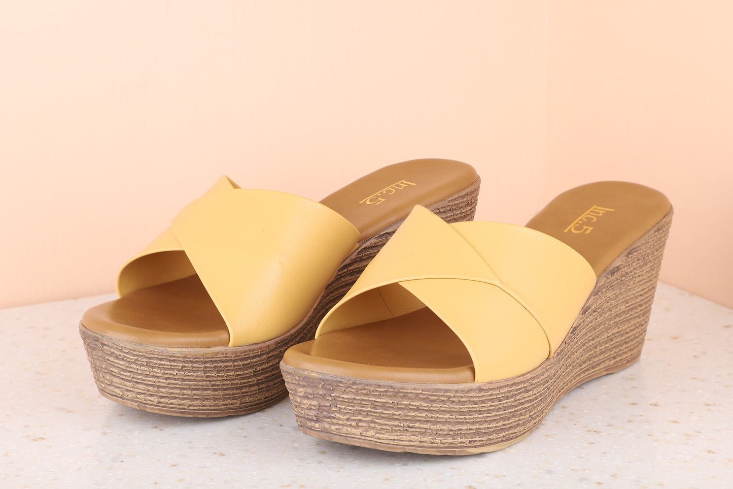 Women Yellow Solid Wedge Sandals