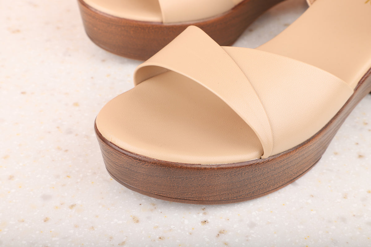 Women Beige Solid Sandals