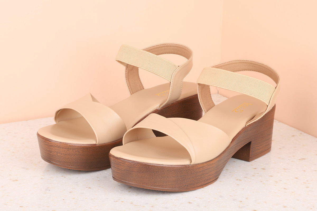 Women Beige Solid Sandals