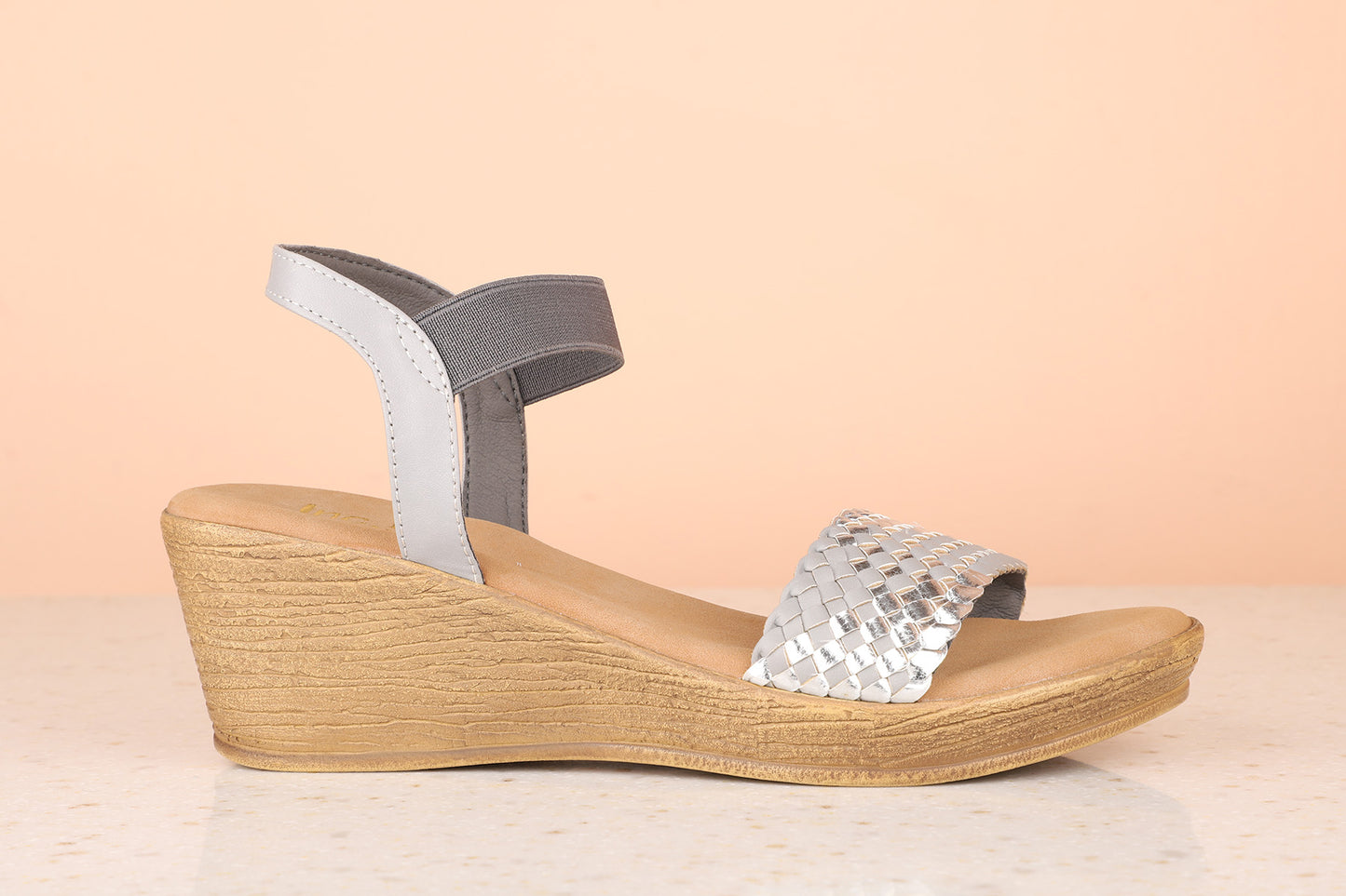 Women Grey Textured Wedge Sandals