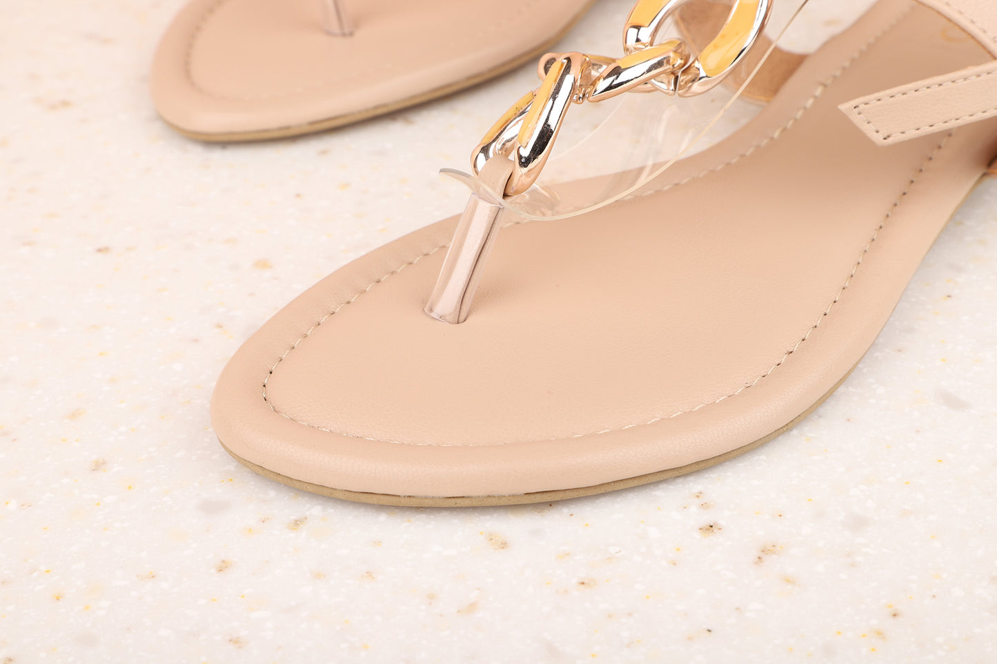 Women Beige Solid Open Toe Flats