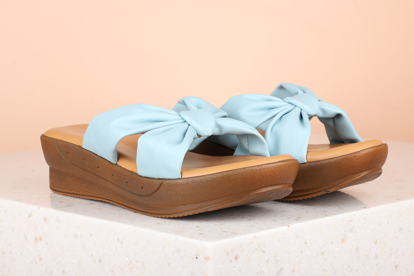 Women Blue Solid Wedge Sandals