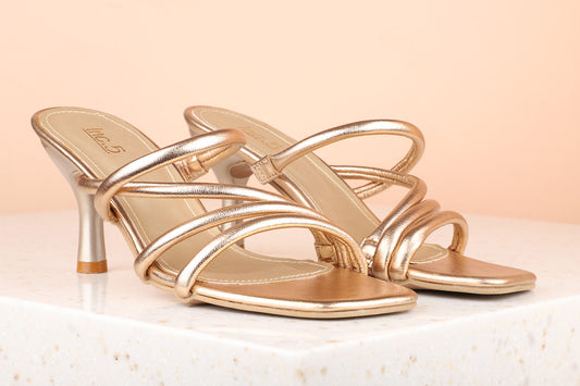 Women Rose Gold Stiletto Sandals