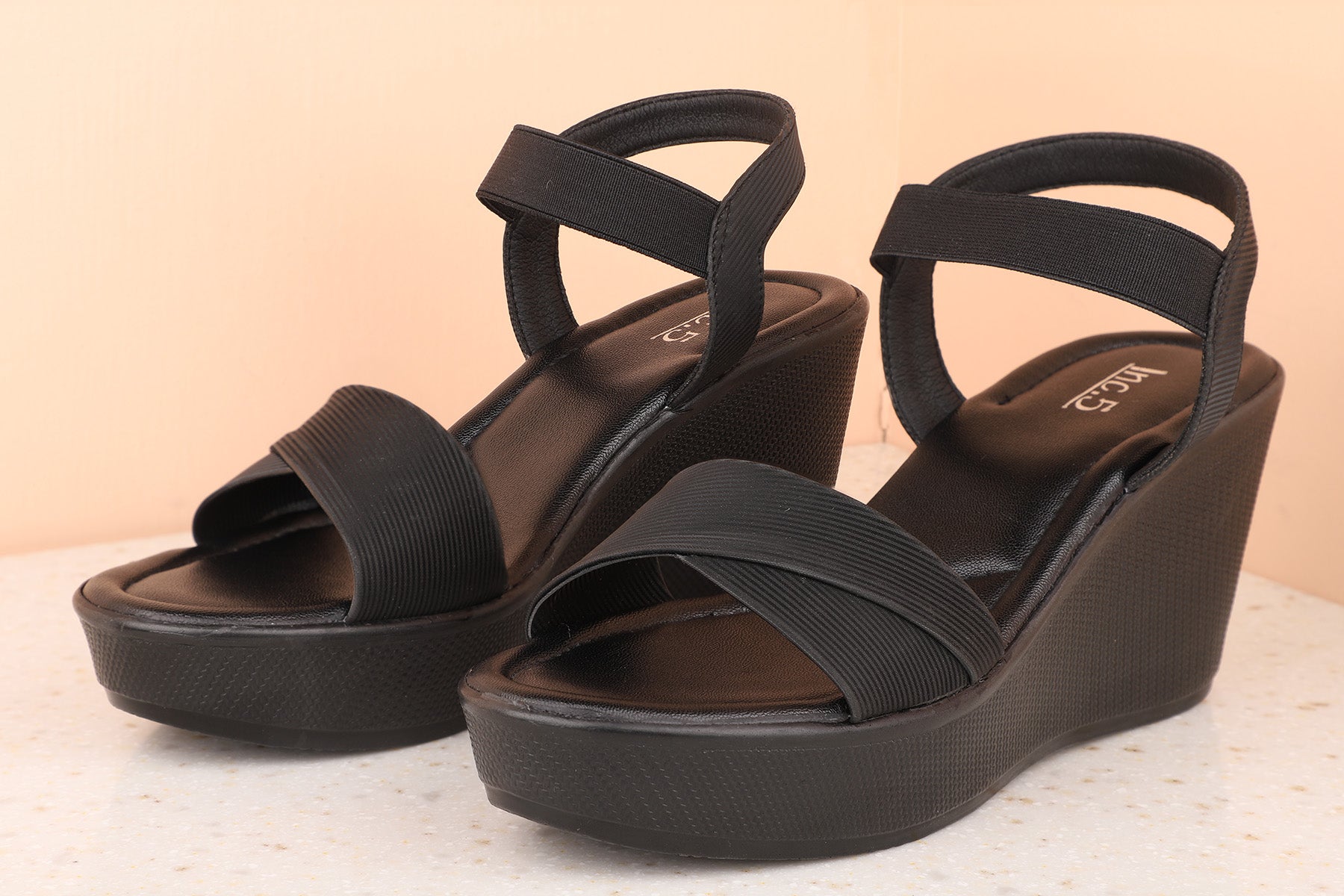 Buy Now Women Black Wedge Heels - Main Image