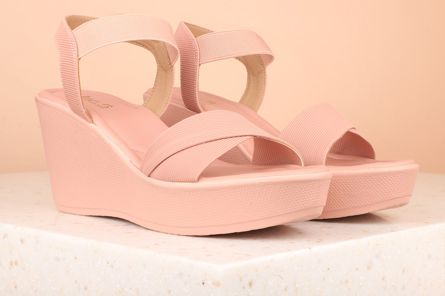 Women Peach Wedge Heels