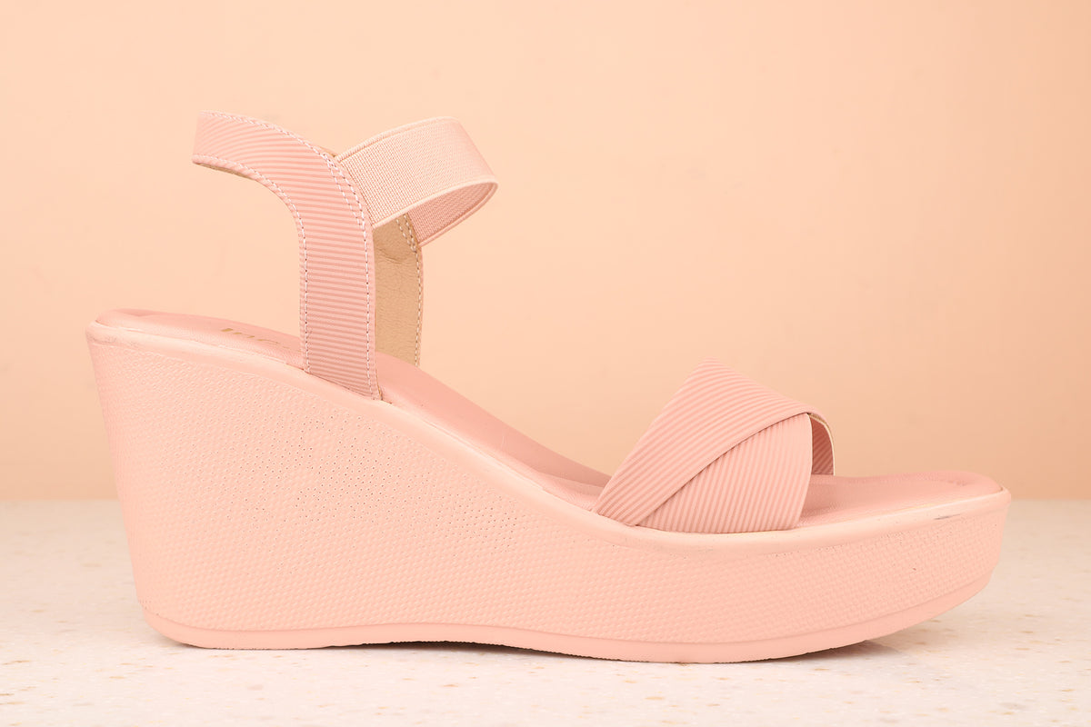 Women Peach Wedge Heels