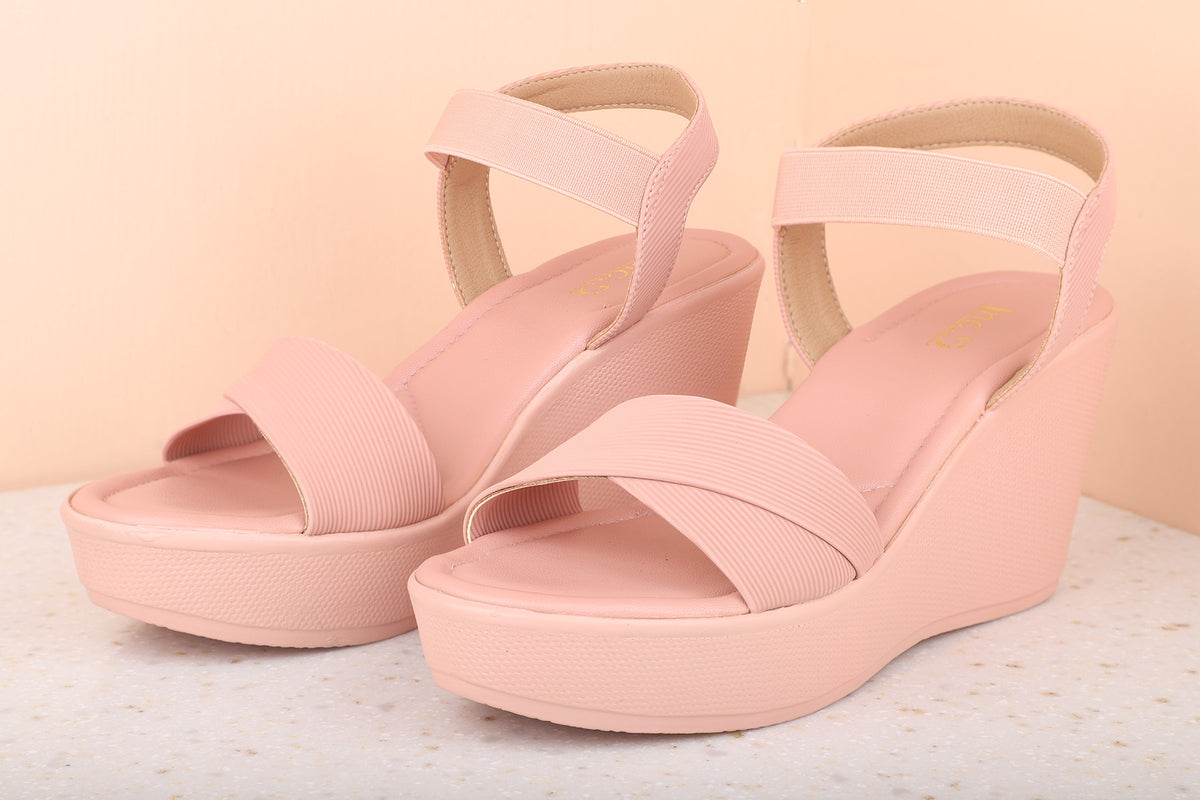 Women Peach Wedge Heels