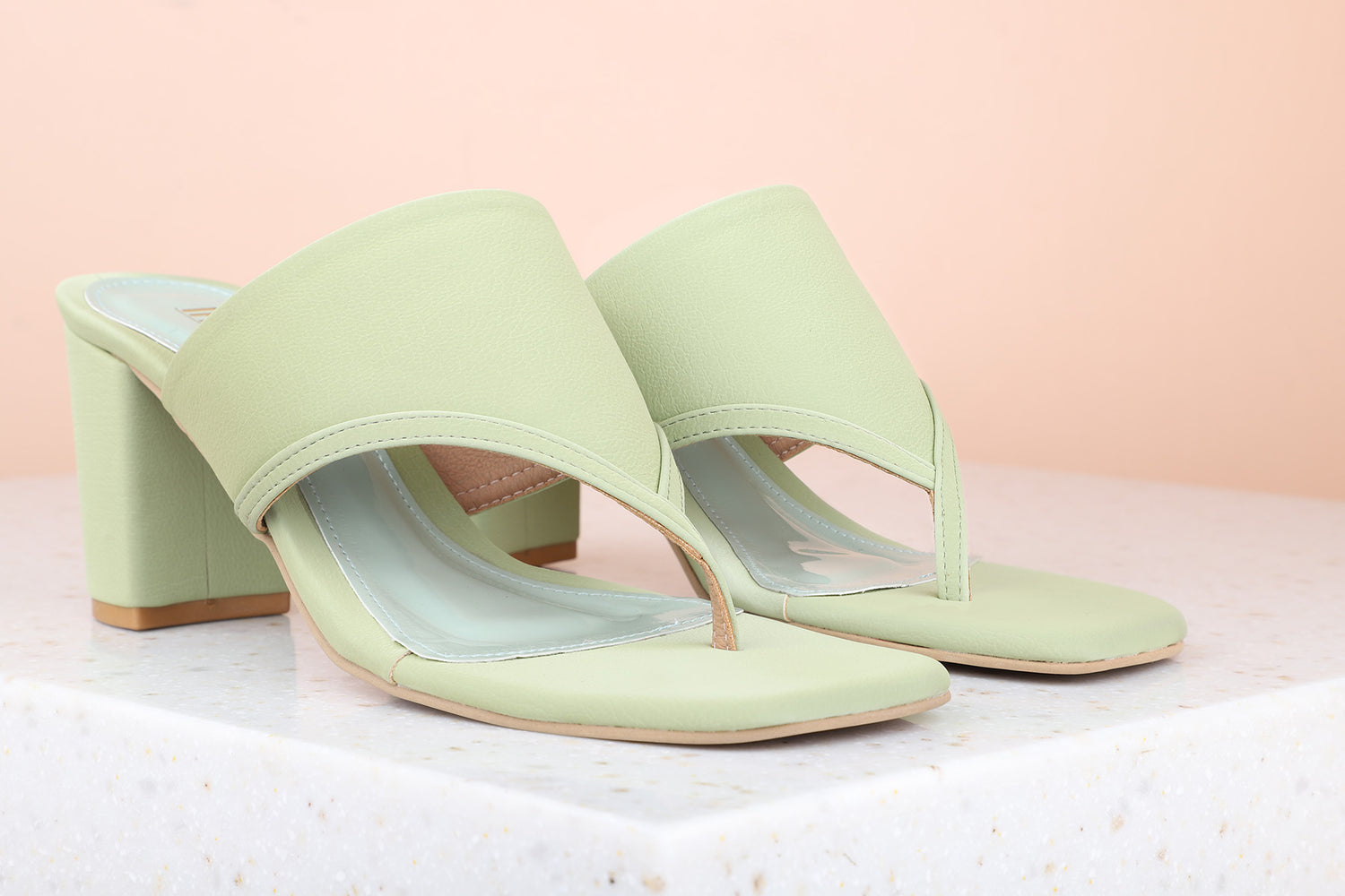 Women Green Solid Block Heels